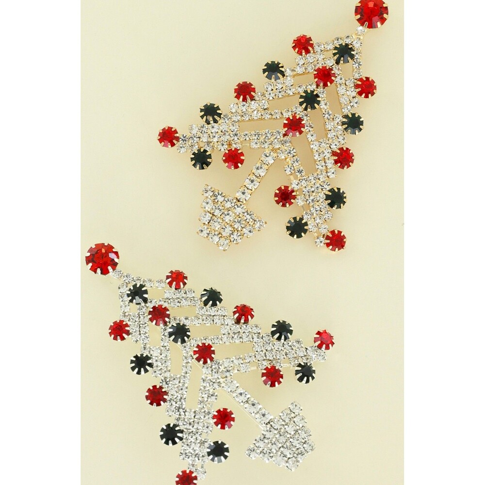 Christmas Tree Rhinestone Jeweled Brooch Pin - Diona J